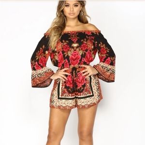 Floral printed romper.